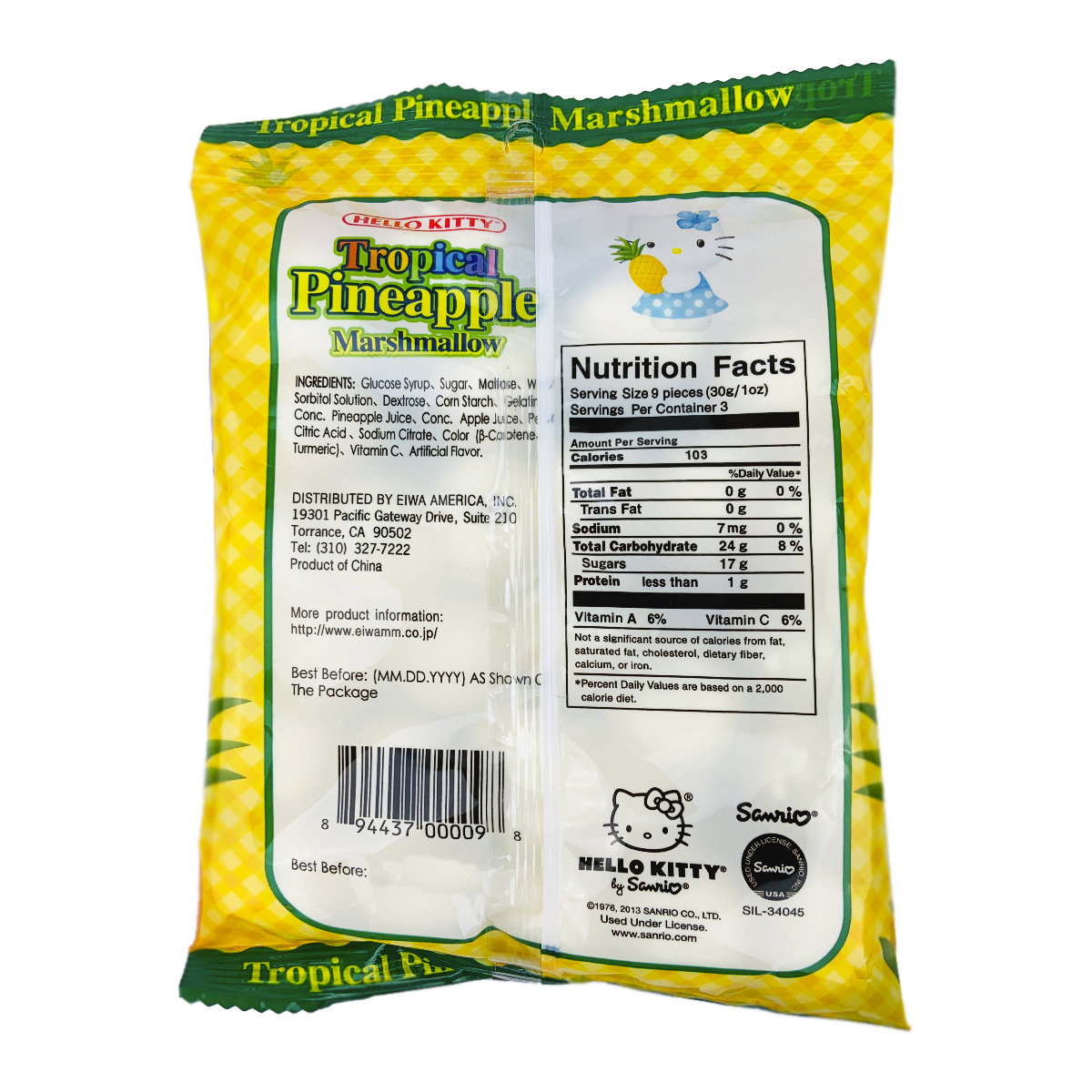 Eiwa Hello Kitty Pineapple Marshmallow 3.1oz/90g Japantastic