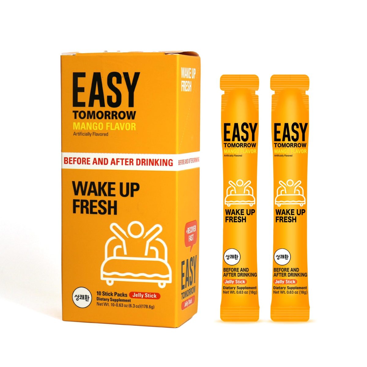 Easy Tomorrow Mango Jelly Before and After Drinking 2 Stick Packs