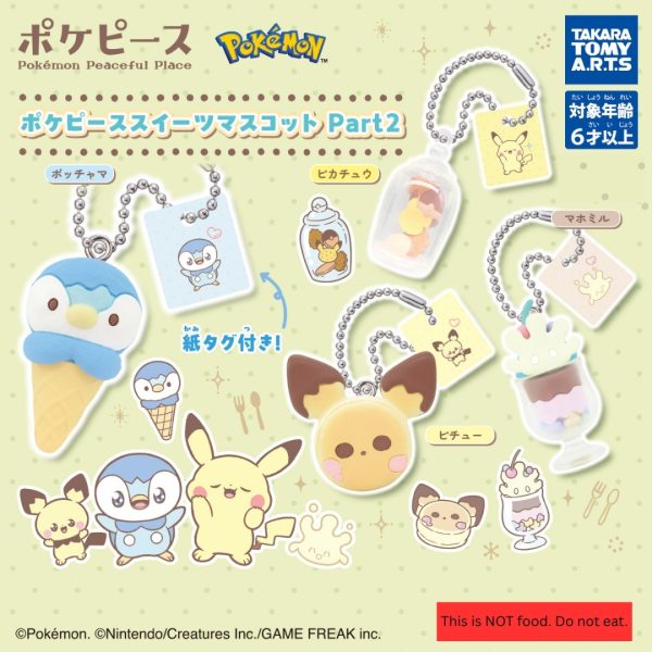 Pokémon Peaceful Place Sweets Mascot Part 2 – Takara Tomy A.R.T.S Keychains 1 Random Gachapon